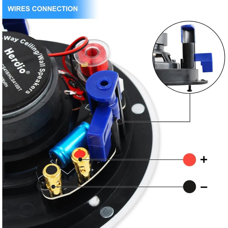 Herdio 4" 160 Watts In Wall/Ceiling Bluetooth Speakers For Bathroom
