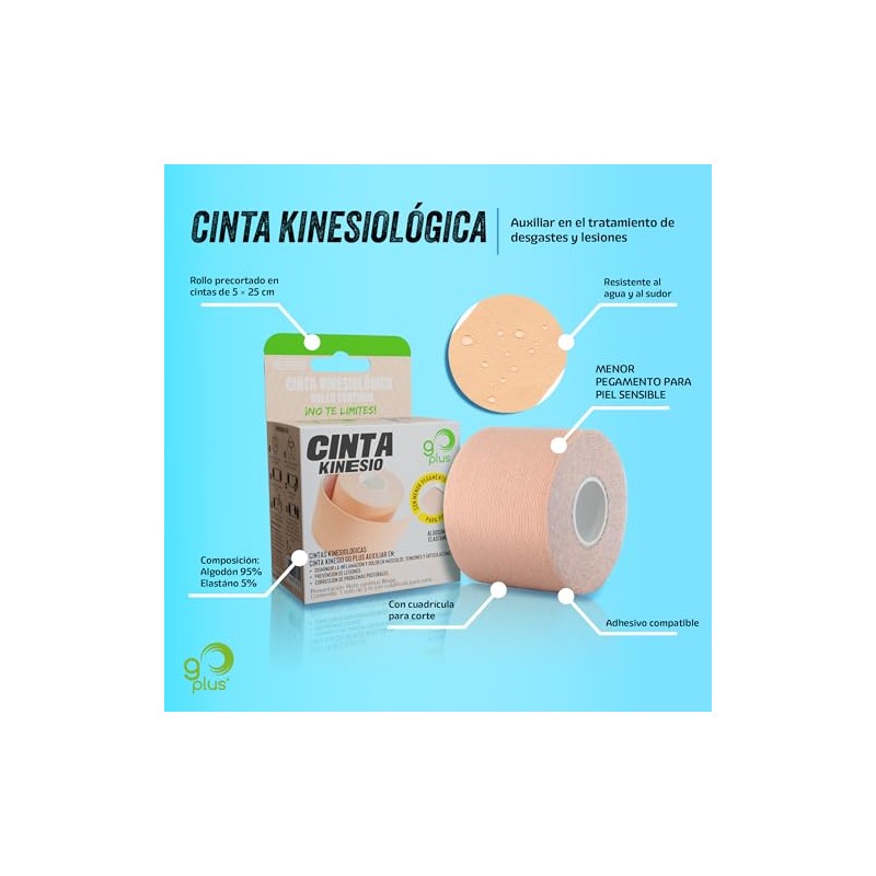 Cinta Kinesiológica Beige Piel Sensible 5m Continua Go Plus (6)