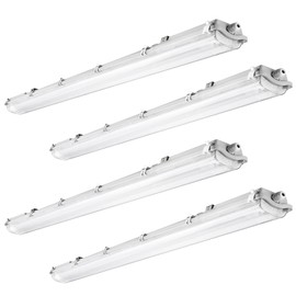BRILLIHOOD 4Ft LED Vapor Tight Light Fixtures, 48W, 4200LM, 6500K Bright White, Clear Cover, IP65 Waterproof Vapor Proof Lights for Car Wash, Garage, Walk in Freezer, Indoor Outdoor Lighting, 4-Pack