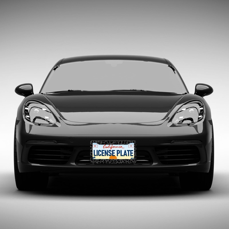 Black Leopard Print License Plate Frames - 2 Pack Animal