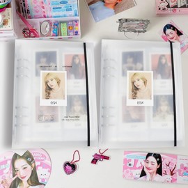Photocard Kpop Binder 25 Sheets 200 Pockets 4 Inch Photo Album Sleeves in Loose Leaf Refillable Personal A5 6 Rings Binder Scrapbook Card Protectors Sleeve Pages (A5 200pcs)