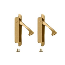 QCAA Forged Solid Brass Edge Pull, Sliding Pocket Door Pull Handle, Polish Brass, 2 Pack, Made in Taiwan