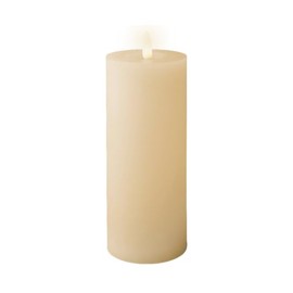Lumineo Battery Operated Cream 7.5 in Wax Candle, Warm White Flame, Realistic Wax Exterior, 6-Hour Timer