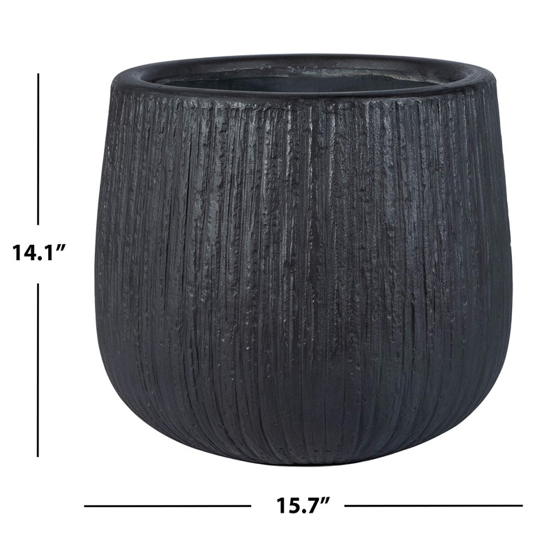SAFAVIEH Outdoor - Francia Black Concrete Ficonstone Planter Pot with
