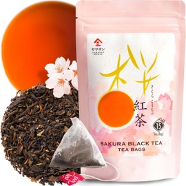 YAMASAN KYOTO UJI Sakura Japanese Loose Leaf Black Tea Bag 3g×15bags,Cherry Blossom Flavored Tea, Blended with cherry leaves