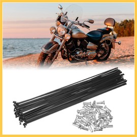 REPAIROCK 36pcs Bicycle Carbon Steel Spokes 14G Bike Spoke 218mm Length with Nipples for Most Bicycle Black Auto Replacement Parts