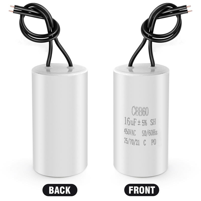 SYOWADA 16Uf Cbb60 Run Capacitor 2 Wires 450V Ac Motor