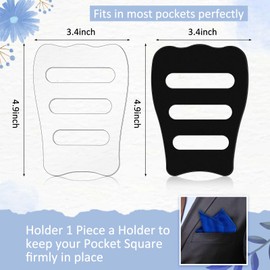 Blosssound 6 Pcs Clear Invisible Pocket Square Holder for Men Black Pocket Square Organizer Tux Accessories for Men Vests (Clear,Black)