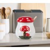 dgudgu Mushroom Honey Jar With Dipper Ceramic Honey Pot With