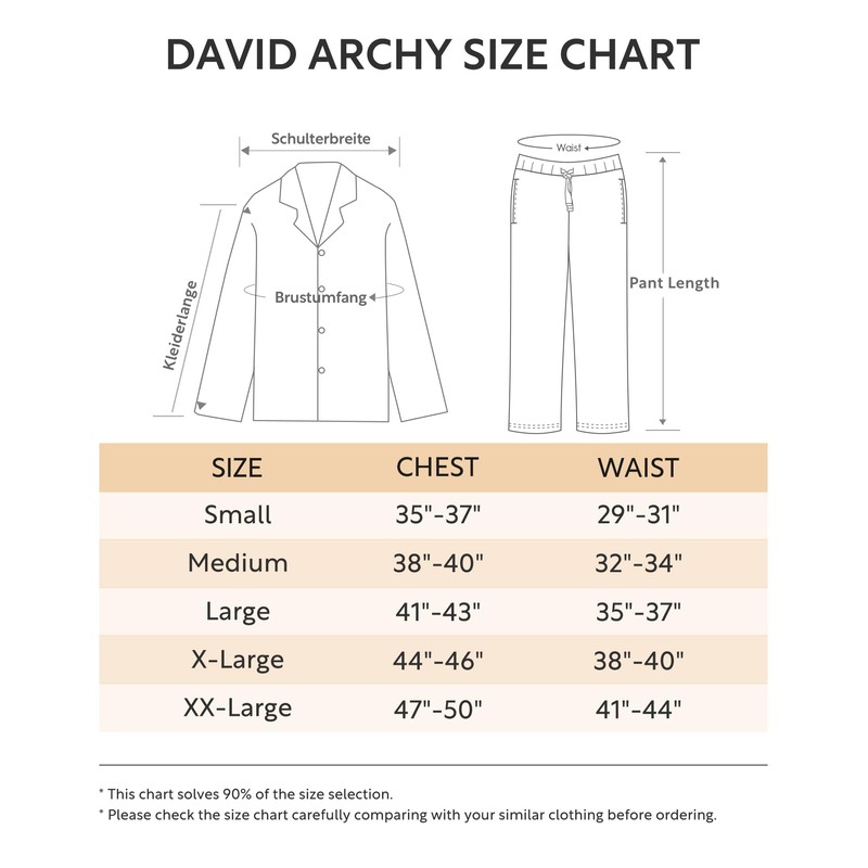 DAVID ARCHY Mens Pajamas Set Soft Cotton Notched Collar Pajamas