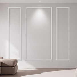 Art3dwallpanels Pre-Cut Wall Molding Kit, Ready to Assemble Wainscoting Accent Panels for Interior Wall Décor Living Room Bedroom - Installed with Glue, 3 Frames