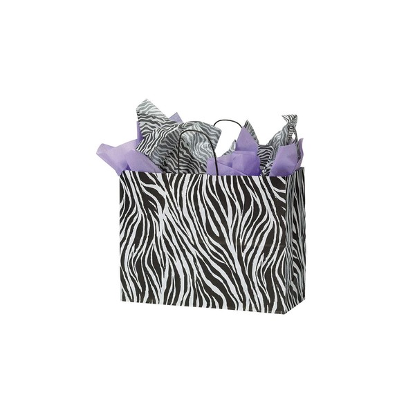 SSWBasics Large Zebra Skin Paper Shopping Bags - 16”L x