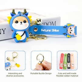 YOU WIZV - Lindo llavero de anime kawaii para niños, mochila, abalorios, accesorio para amigos, regalo para mujeres y niñas, C-blue Dragon, S