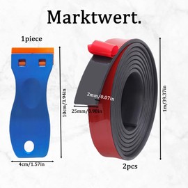 Gummistreifen Selbstklebend, 2m ×25mm x2mm Gummi Selbstklebend, Inklusive Kunststoffschaber, Bautenschutzmatte Vollgummi, DIY, Bodenbeläge Schutz, Stoßschutz, Rutschfest