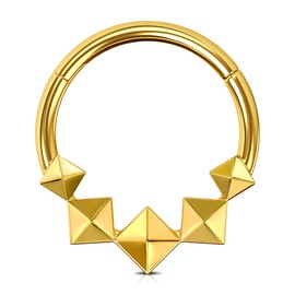 Jewseen Septum Clicker Rings Square Daith Earrings 316L Stainless Steel Cartilage Ear Piercing 16G Helix Tragus Piercing Earrings, Stainless Steel