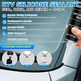 POLIXEL Black RTV Silicone Sealant Adhesive, 100% Silicone Caulk, All-Purpose Waterproof Sealant for Car, Window, Bathroom, Kitchen, Shrink & Crack Proof High Bond Strength Adhesive – 1.8oz / 50g