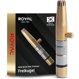 ROYAL Freikugel Premium Manual Nose Hair Trimmer ET-32 – Brass & Stainless Steel, Battery-Free Rotary Grooming Tool – Made in Korea