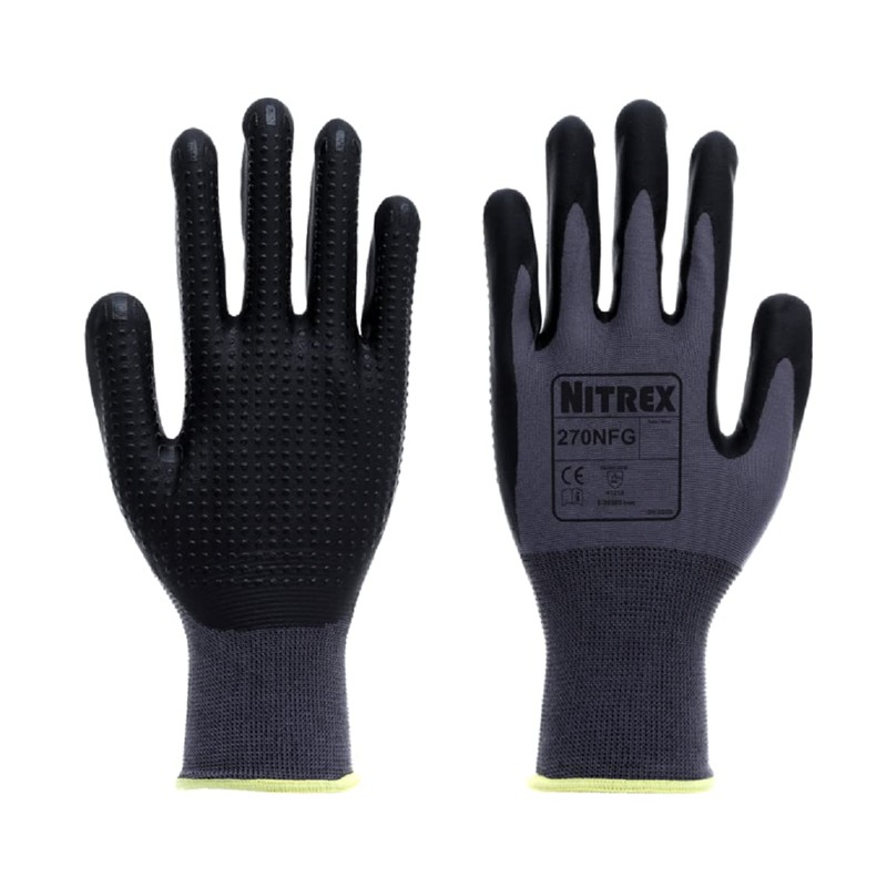 NITREX Unigloves 270NFG Reusable Gloves with Foam Nitrile Palm Coating,