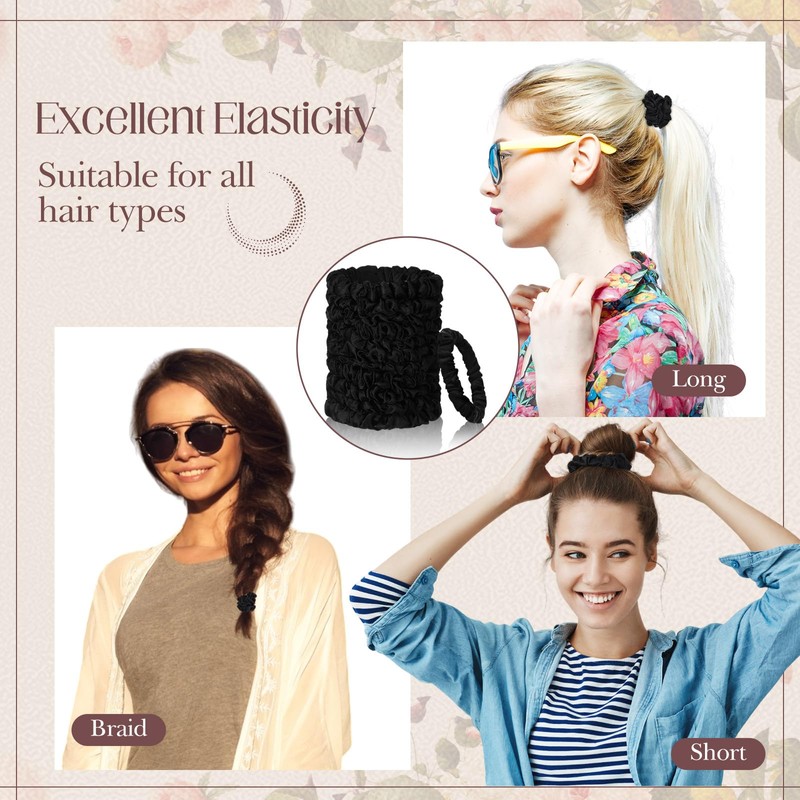 Yuxung 100 Pieces Satin Hair Scrunchies Bulk Black Satin Hair