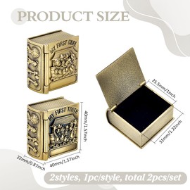 FINGERINSPIRE 2PCS My First Curl and My First Tooth Keepsake Box Antique Bronze Book Shaped Teeth Collection Organizer Holder First Curl and Tooth Keepsake Box for Babies to Keep The Childhood Memory
