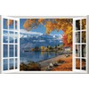 WOOHOOROO 3D Peel and Stick Fake Window Wall Murals Autumn