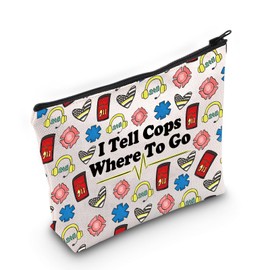 JXGZSO 911 Dispatcher Gift I Tell Cops Where To Go Makeup Bag 911 Emergency Dispatcher Cosmetic Bag Dispatch Operators Merch