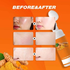 Hppsctink Turmeric Facial Cleanser, 60 ml Turmeric Cleansing Foam, Deep Cleansing, Brightens Acne Marks, Nourishes and Brightens the Skin, Cream