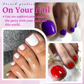 LoveOurHome 576pc Press on Toenails Women Fake Toe Nails Tips, Gel Glue on Toe Nails Press on Nail Short Square Fake Toenail Artificial False Toenails Stick Pedicure 24 Colors Acrylic Toenail Tips
