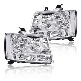 CNNELL Headlights Compatible with 2007-2013 Chevy Avalanche/2007-2014 Chevy Tahoe/2007-2014 Chevy Suburban 1500/2007-2013 Chevy Suburban 2500, Clear lens Black Housing Clear Reflector