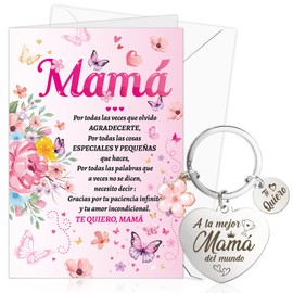 DPKOW Mamá Regalo Día de la Madre Original, Tarjeta Día de la Madre Llavero Mamá Tarjeta Felicitacion para Madre Regalo Cumpleaños Navidad, Mamá Te Quiero Regalo Mejor Madre del Mundo