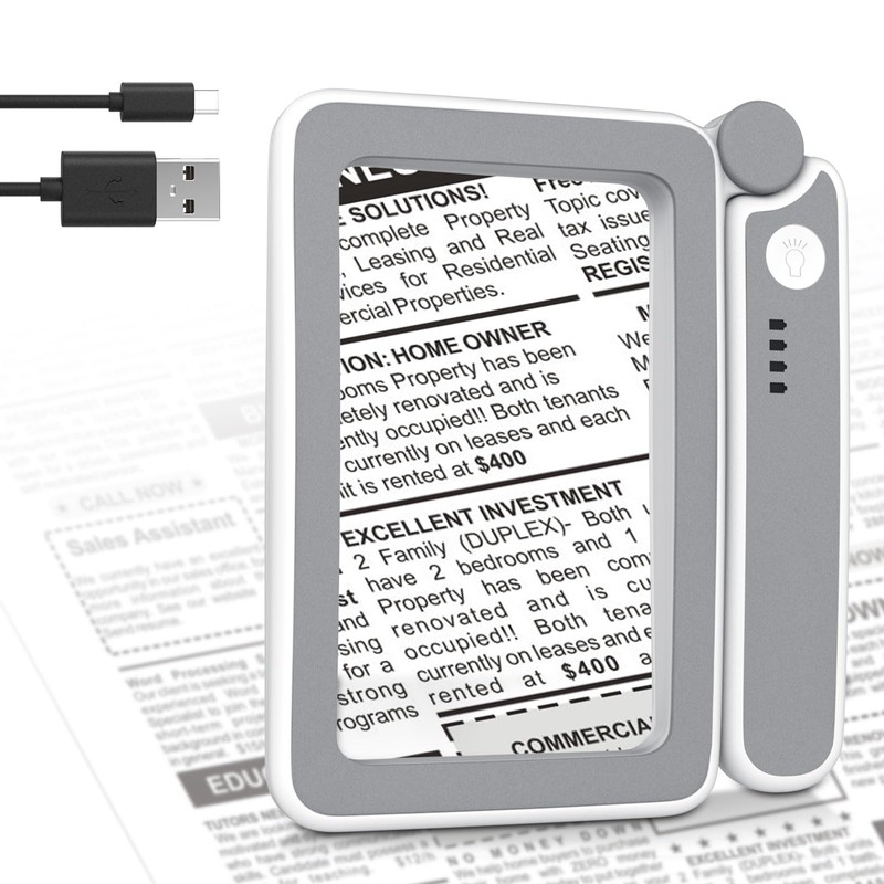 MoKo Magnifying Glass for Reading, Rechargeable 4X Full Page Book