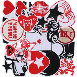 20PCS Downtown Girl Iron on Patches, Y2K Aesthetic Embroidered Patches for Girls, Trendy Aesthetic Sew Patches for Backpacks Pants Clothes Jeans DIY Decoration