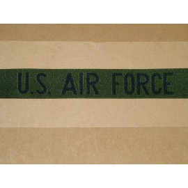 US AIR FORCE TAPE NAME TAG USAF NYLON WOVEN BLUE ON GREEN NSN 8455-01-345-44