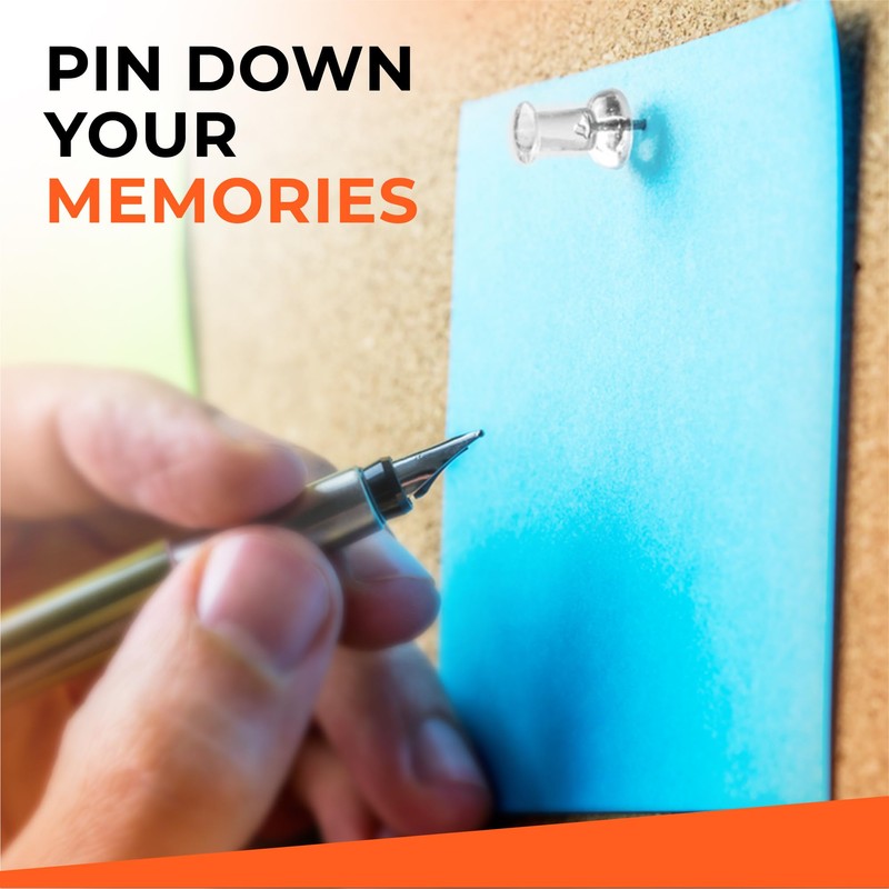 Janrax Pack of 100 Clear Push Pins Transparent Cork Board