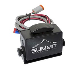 Summit Hydraulics Momentary Rocker Switch Box Control for 1 Spool Monoblock Valves with DIN Connectors (Black, Automatic, 10 ft Harness, Weatherproof)