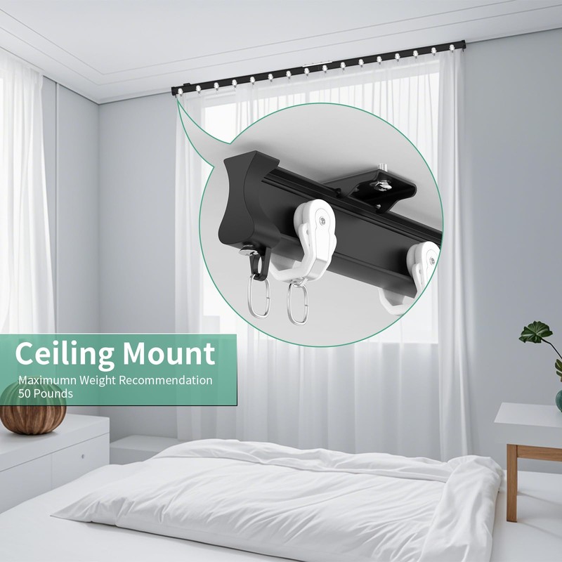 YLNANMI Flexible Bendable Aluminum Curtain Track Ceiling or Wall Mount