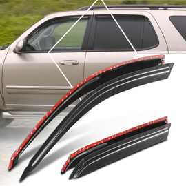 PM PERFORMOTOR 4Pcs Side Window Visors Deflector Compatible with 2001 2002 2003 2004 2005 2006 2007 Toyota Sequoia, Carbon Fiber Pattern Style, Black (Tape-On)