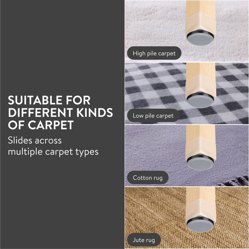 Aneaseit Chair Leg Sliders for Carpet - 8 pcs Clear