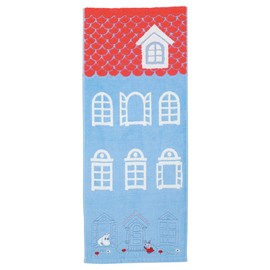 Marushin Moomin 1405013800 Face Towel, 13.4 x 31.5 inches (34 x 80 cm), Little My in Front of the House, 100% Cotton, Applique Embroidery