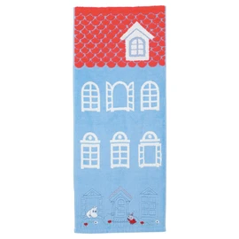 Marushin Moomin 1405013800 Face Towel, 13.4 x 31.5 inches (34 x 80 cm), Little My in Front of the House, 100% Cotton, Applique Embroidery
