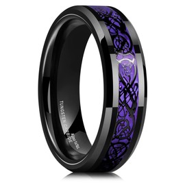 King Will Celtic Dragon Men's 6mm Purple Celtic Dragon Tungsten Carbide Ring Comfort Fit Wedding Band for Men 9.5