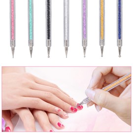 Nail Art Liner Brushes, Nail Art Point Drill Drawing Brush Pen Double Ended Dotting Tools Set,Dual-ended Painting Nail Design Brush Pen Include Liner Brushes and Dotting Pen 5/7/9/11/14/16/20 mm,7pcs