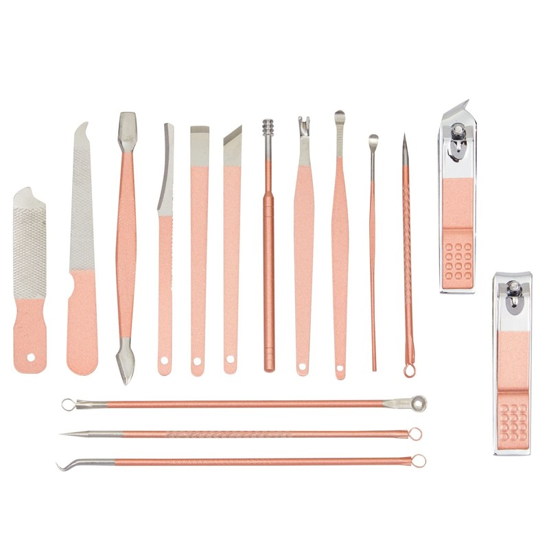Juego de herramientas para manicura y pedicura (23 piezas), color