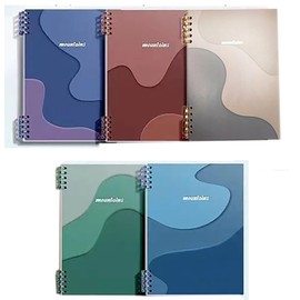 Yansanido A5 Notebook Spiral Notebook Removable Spiral Binding Plastic Hardcover Journals 80 Sheets /160 Pages Lined Binding NoteBook for Writing Work School Supplies (A5 Dark color 5pcs-Blank)