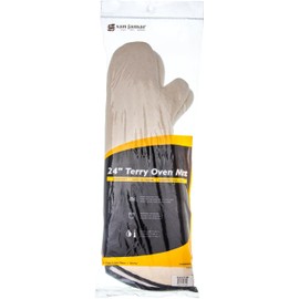 San Jamar Conventional Style Oven Mitt, Heat Resistant Pot Holder Gloves for Cooking and Baking, 24", 1 Pair, Natural