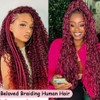 Belaved Human Braiding Hair Burgundy Red for Boho Braids Water