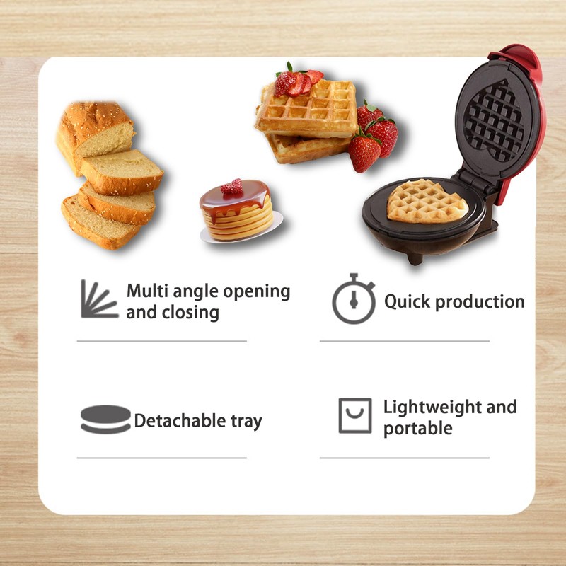 Mini Waffle Maker Machine, Waffle Machine, Heart-Shaped Waffle Maker Machine