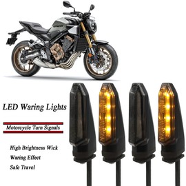 SPNUVR 4pcs Motorcycle Turn Signals Lights 8 Leds Water Flowing Indicator Arrow Blinker Lamps Compatible with Honda RS150 XRE300 CRF300 X-ADV (Smoke)