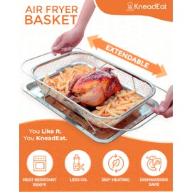 Air Fryer Basket for Oven Set (3-Piece). Extendable. 304 Stainless Steel. 1 Large Basket, 1 Medium Basket. 1 Tray. Perfect For Oven Cook, Colander and Froot and Veggie Basket. Dishwasher Safe.