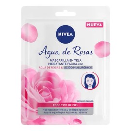 Nivea Mascarilla Facial con Agua de Rosas y Ácido Hialurónico, 1 pieza, Todo Tipo de Piel